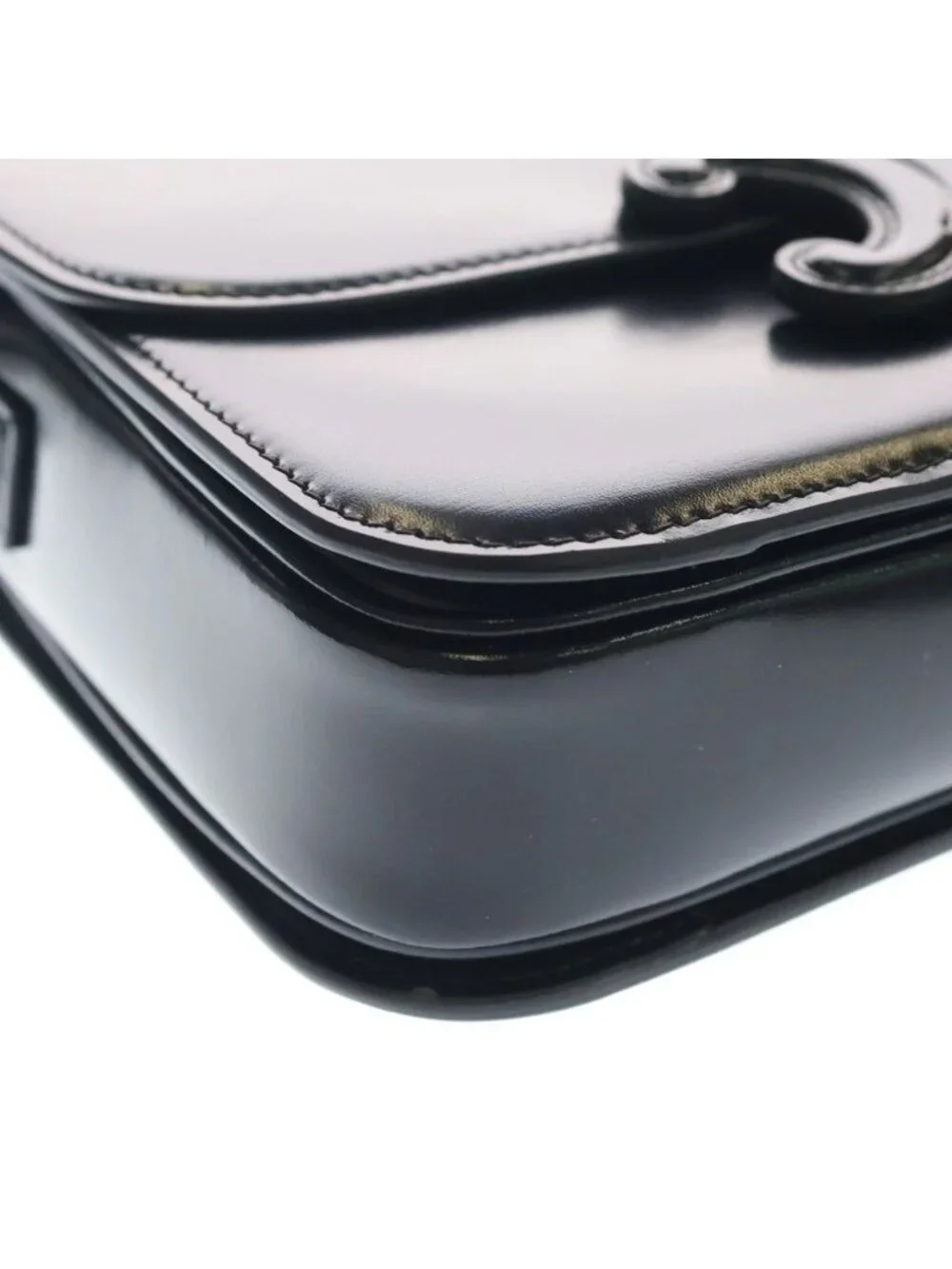Celine Teen Cuir Triomphe Shoulder Bag Black Leather Gold